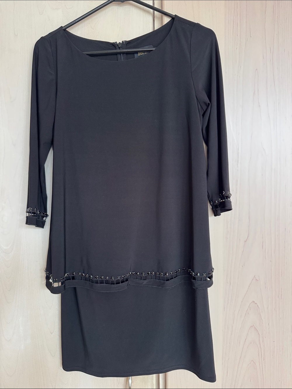 Laundry By Shelli Segal Black Midi Dress with Bead Trim